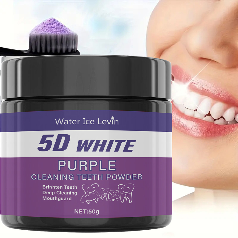 Teeth Whitening With Baking Soda - 5D White Purple Cleaning Tooth Powder.
