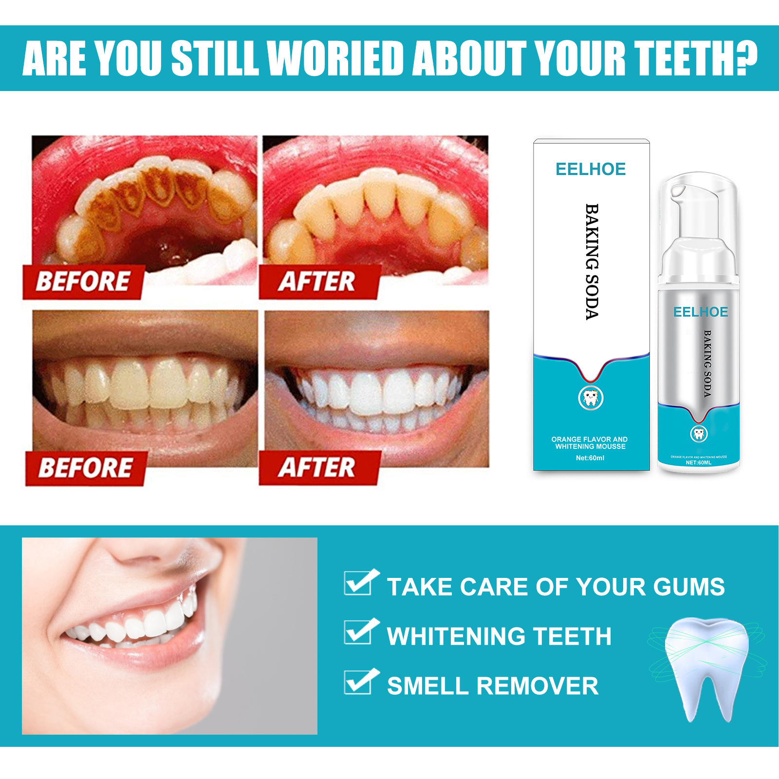 Eelhoe 60ml Baking Soda Teeth  - Teeth Whitening With Baking Soda avaliação e preço